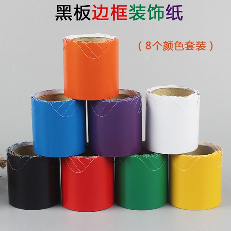 6 Rolls Blackboard Border Stickers Wave Adhesive Border Stickers Classroom Bulletin Border for Bulletin