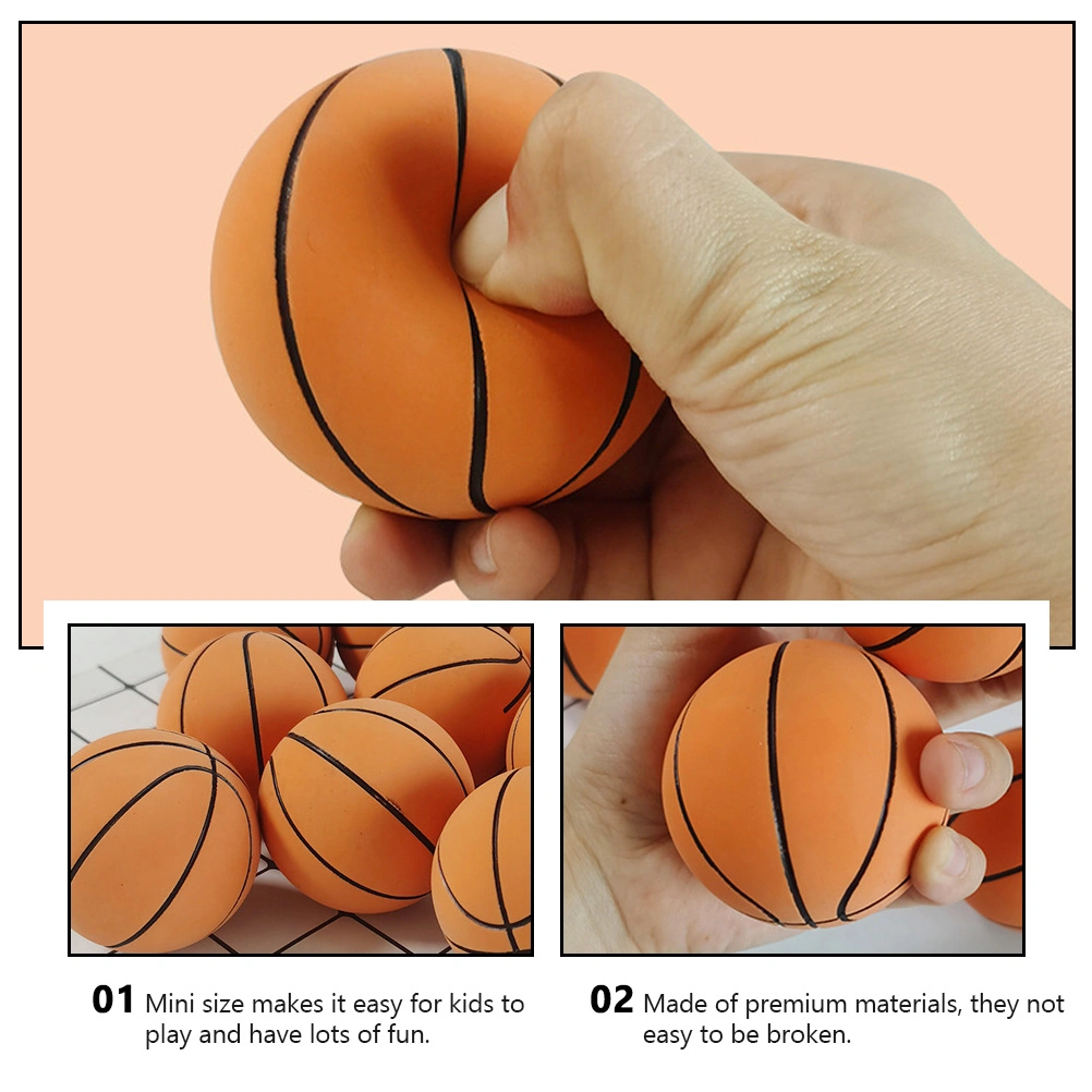 1 Set 6Pcs Eco-friendly Rubber Basketball Toys Mini Basketball Kids Toys (Brown)
