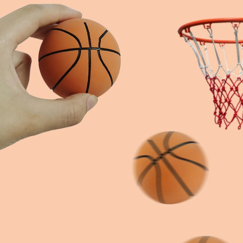 1 Set 6Pcs Eco-friendly Rubber Basketball Toys Mini Basketball Kids Toys (Brown)