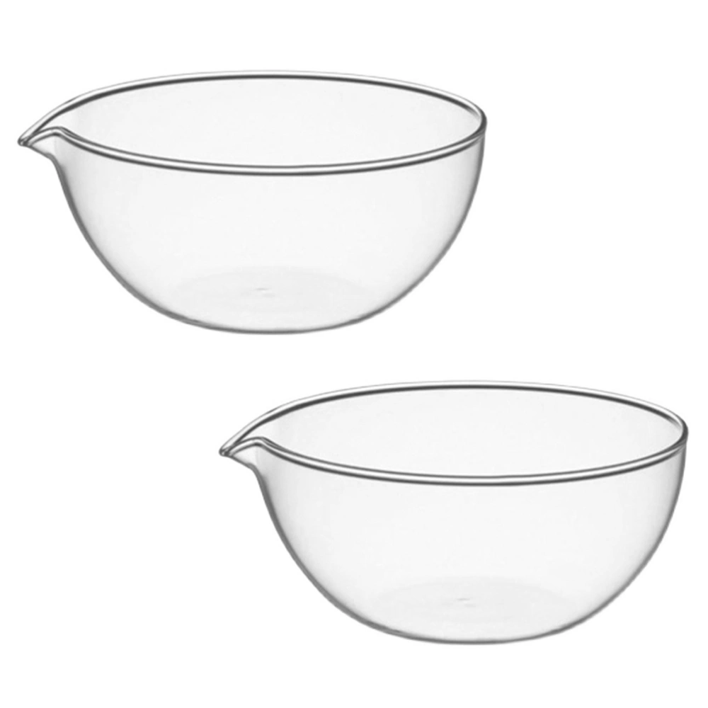 2pcs Glass Bowl Fruit Salad Bowl Dessert Container Glass Tableware Transparent