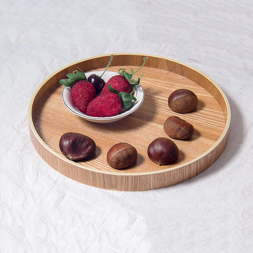 Japanese Style Round Tray Food Serving Plate Wood Snack Deseert Plate Teaboard for Home (30M)