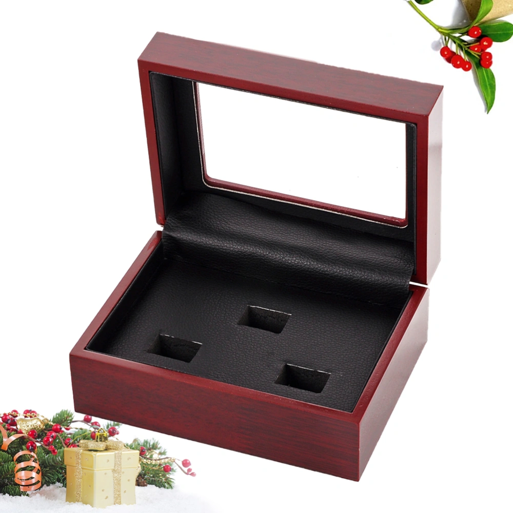 3 Holes Wooden Ring Storage Box Ear Ring Jewelry Container Retro Display Case Organizer for Home Shop