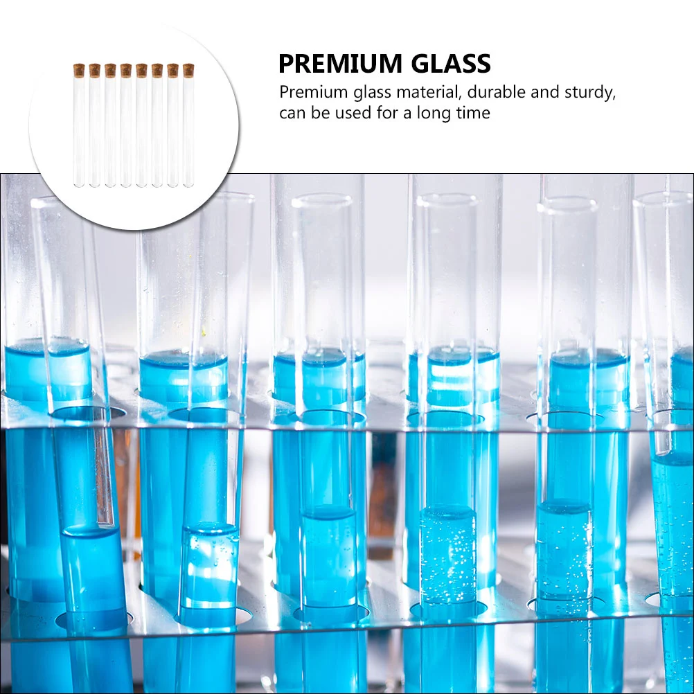 8Pcs Glass Test Tubes Liquid Storage Containers Round Bottom Tubes with Stoppers