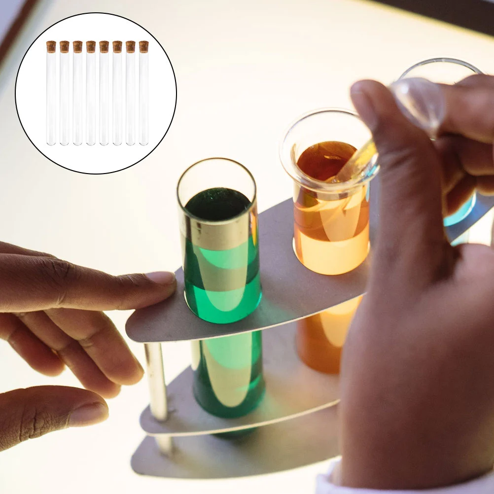 8Pcs Glass Test Tubes Liquid Storage Containers Round Bottom Tubes with Stoppers