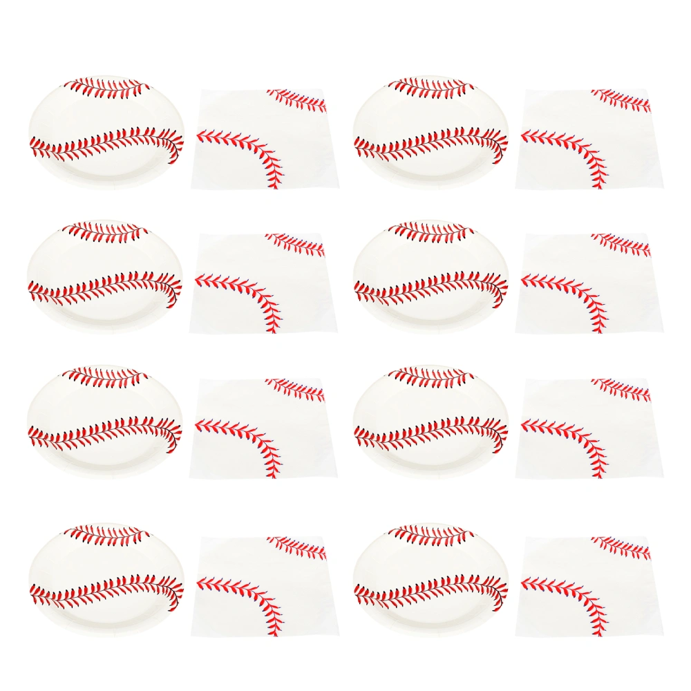 1Set Baseball Design Plates and Napkins Disposable Paper Plates Basball Party Tablewares