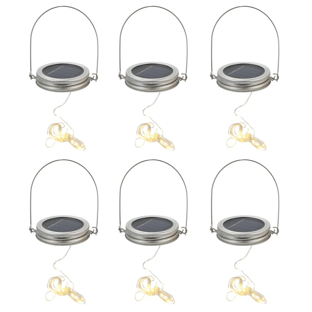 6 Sets Solar Mason Jar String Lights Lid Jar Replacement Lids Lights and Hangers