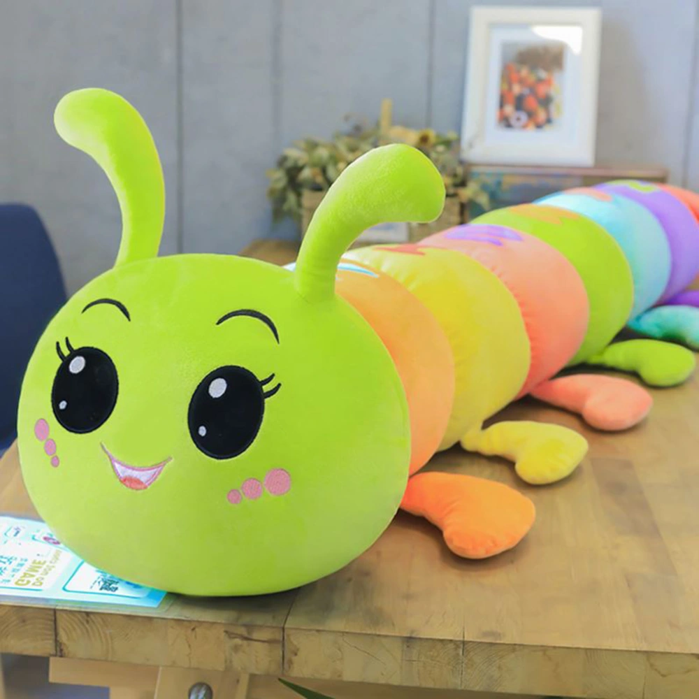 Throw Pillow Caterpillar Plush Toy Stuffed Animal for Home Bedroom Kids (Smile Pattern)