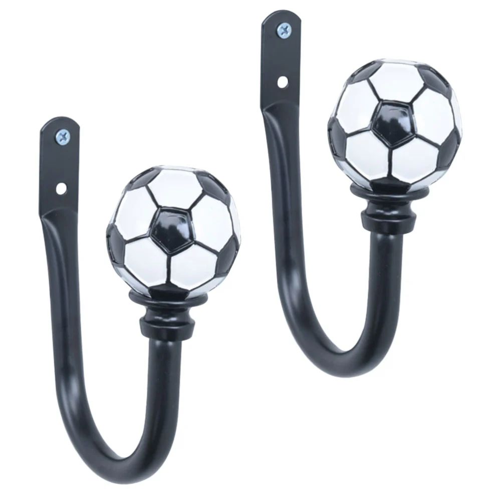 2Pcs European Style Hooks U-shaped Curtain Hooks Football Design Hooks (Black)