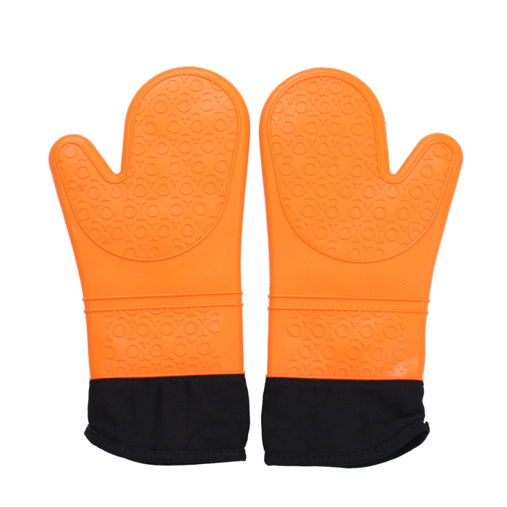 2Pc BBQ Grill Oven Gloves Heat Resistant Premium Insulated and Silicone Lined Aramid Fiber Gloves for Cooking Baking Smoking Fireplace Oven Mitts (Orange)