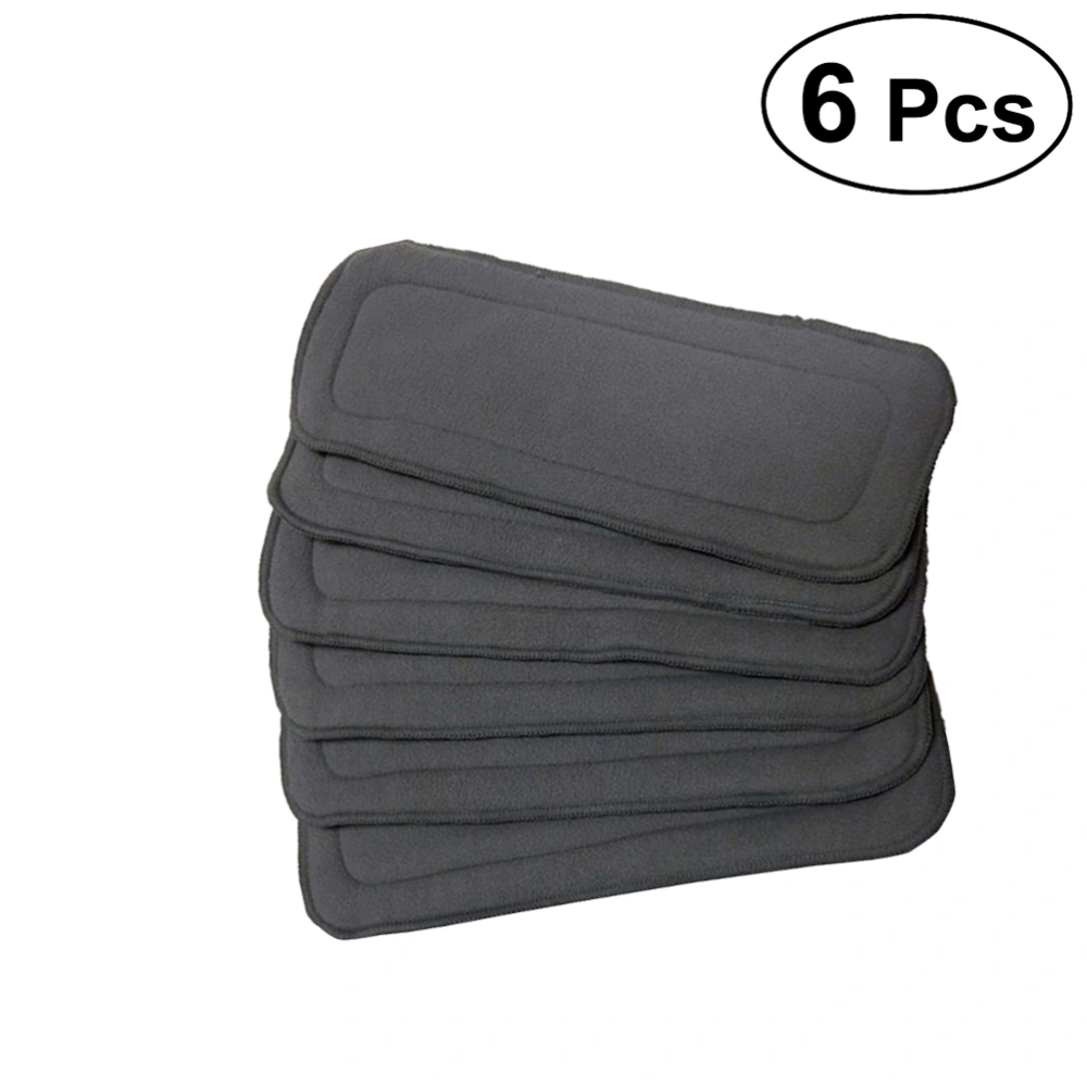 6pcs/pack Natural Bamboo Charcoal Diaper 5-layers Inserts Washable Reusable Cloth for Baby (Black)