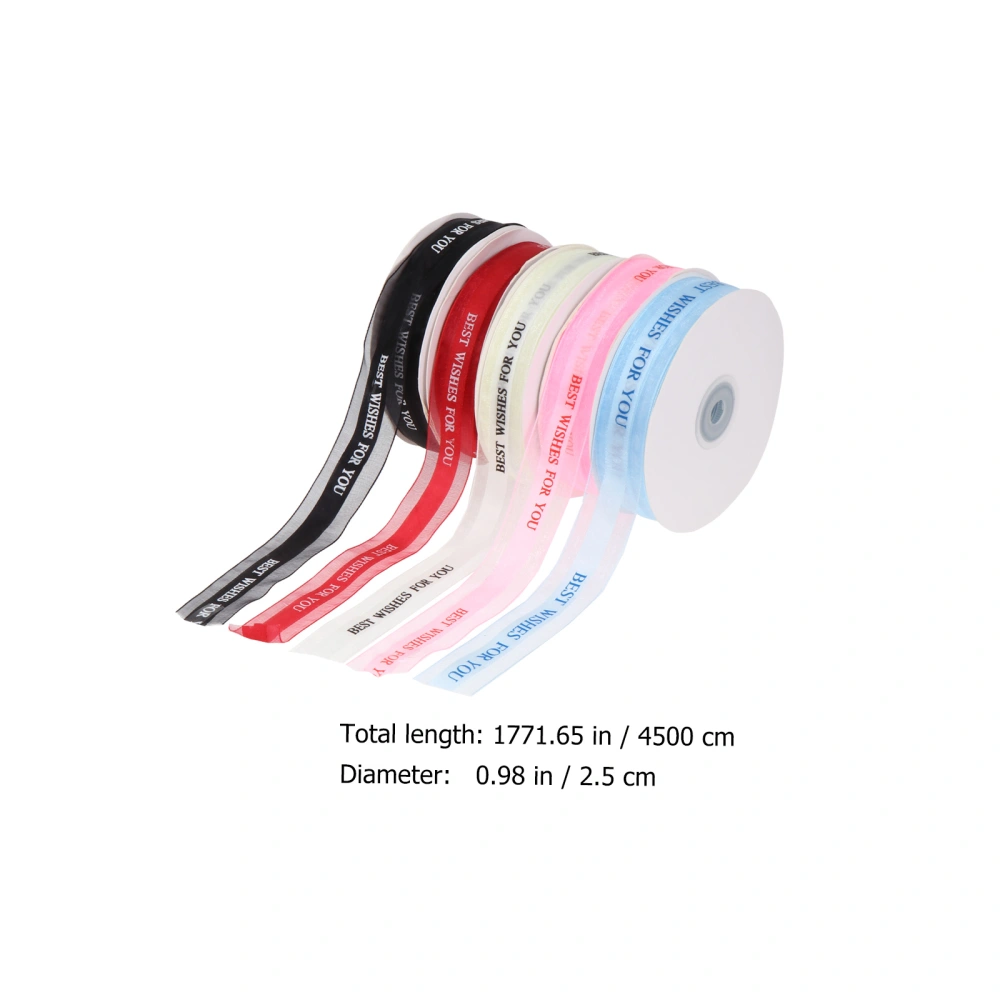 5 Rolls Long Satin Ribbon Holiday Wedding Decor Belt Gift Packaging Ribbon