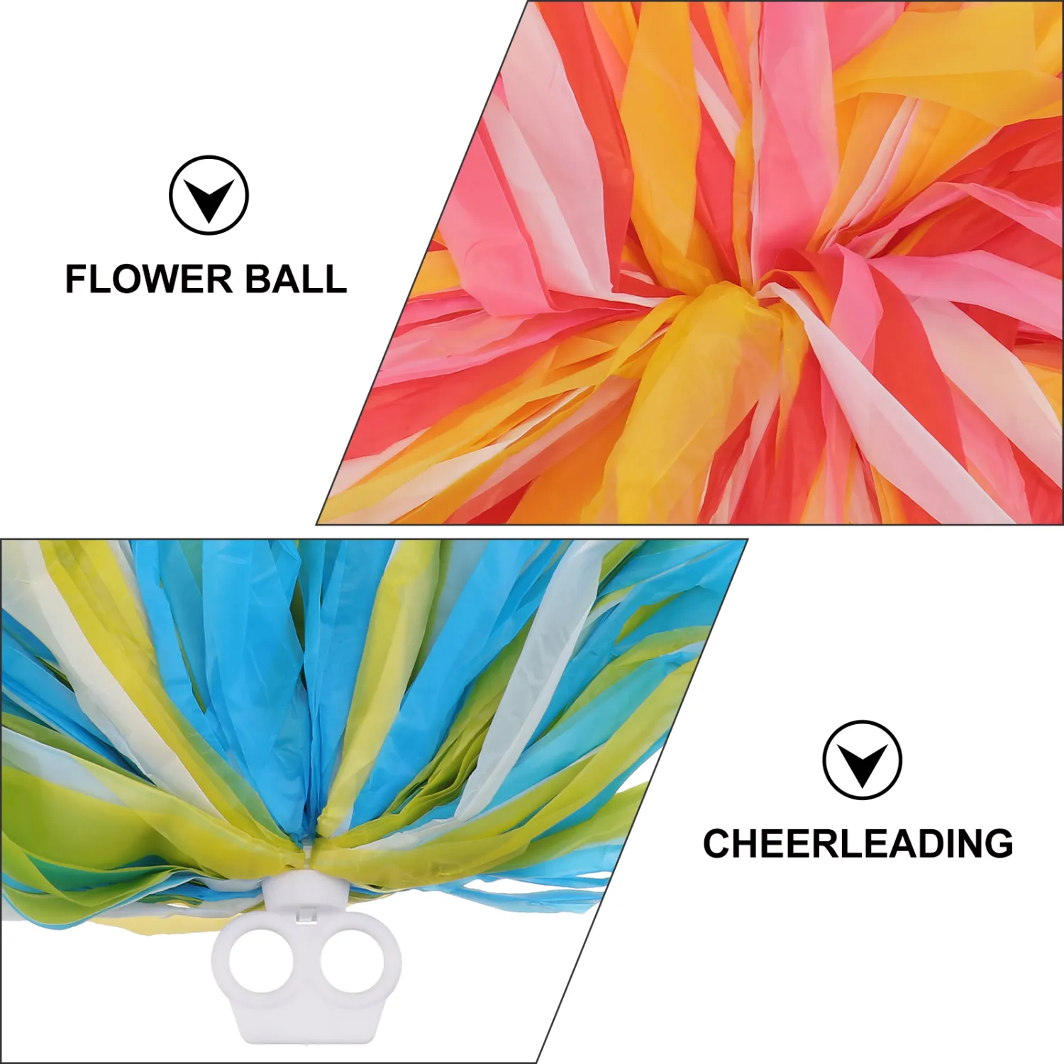 4pcs Reusable Matte Cheering Poms Spirited Fun Cheerleading Pom Poms Kit Colorful Cheer Props with Ring for Performance Competition Cheering Sports Events- Size L(Purple White and Yellow, White with Red with Pink and Yellow, Blue with Yellow and Whit