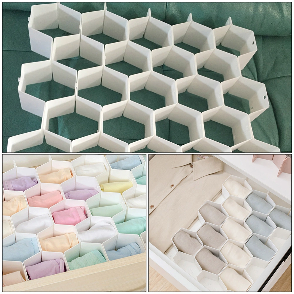 1Pc Drawer Storage Grid Home Storage Container Honeycomb Style Organizer (White)