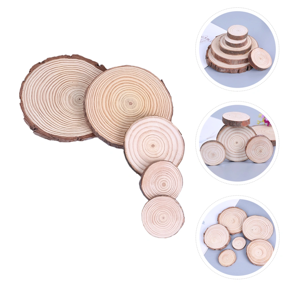 5Pcs Natural Wood Slices Round Wood Discs Christmas Party Supplies Photo Prop