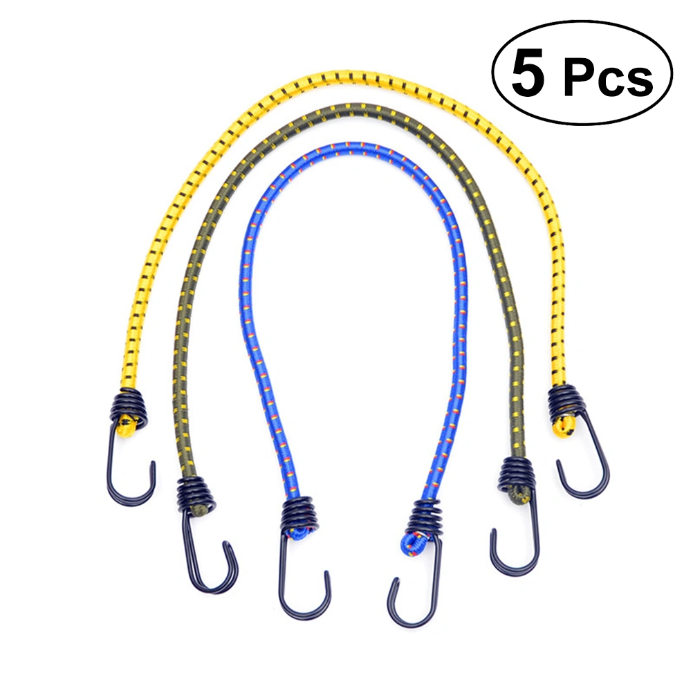 5 PCS Bungee Tie Down Elastic Cords for Tent Baggage and Other Camping Accessories (Random Color)