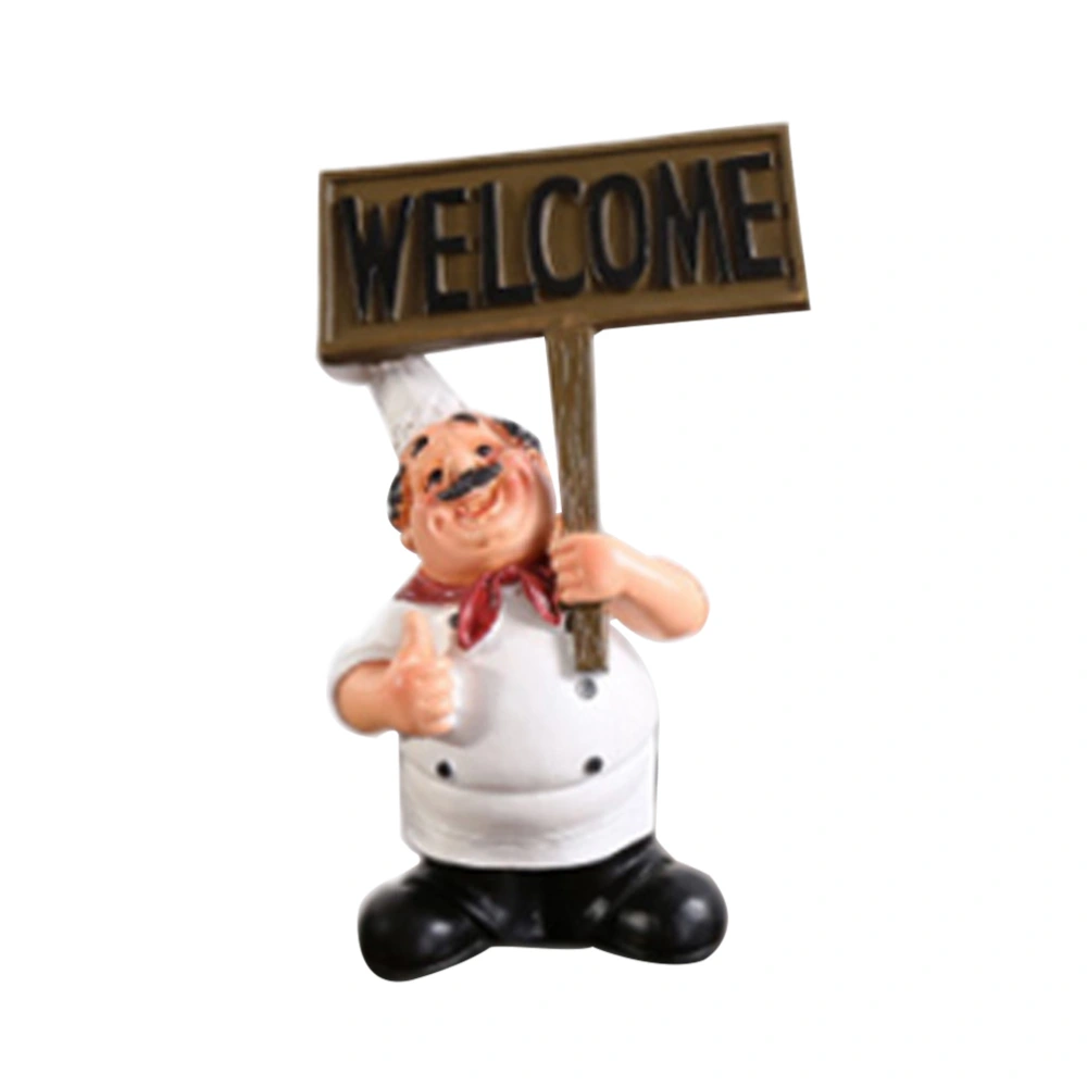 Creative Small Resin Blackboard Chef Figure Ornament Western Restaurant Welcome Decorative Resin Stand (BE-15016-B)