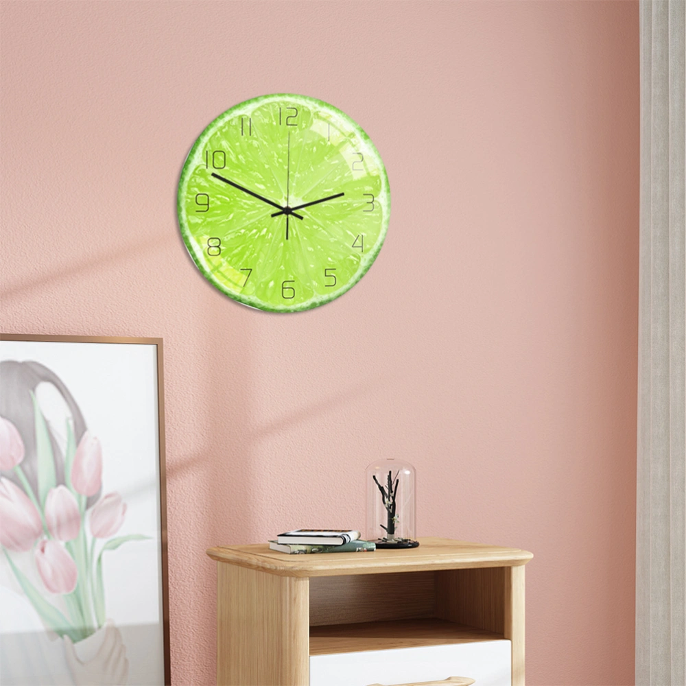 Creative Acrylic Clock Lime Pattern UV Printed Wall Clock Household Bedroom Hanging Bar Decor without Battery