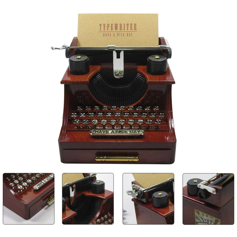 1Pc Creative Typewriter Shape Music Box Retro Musical Box Ornament Storage Box