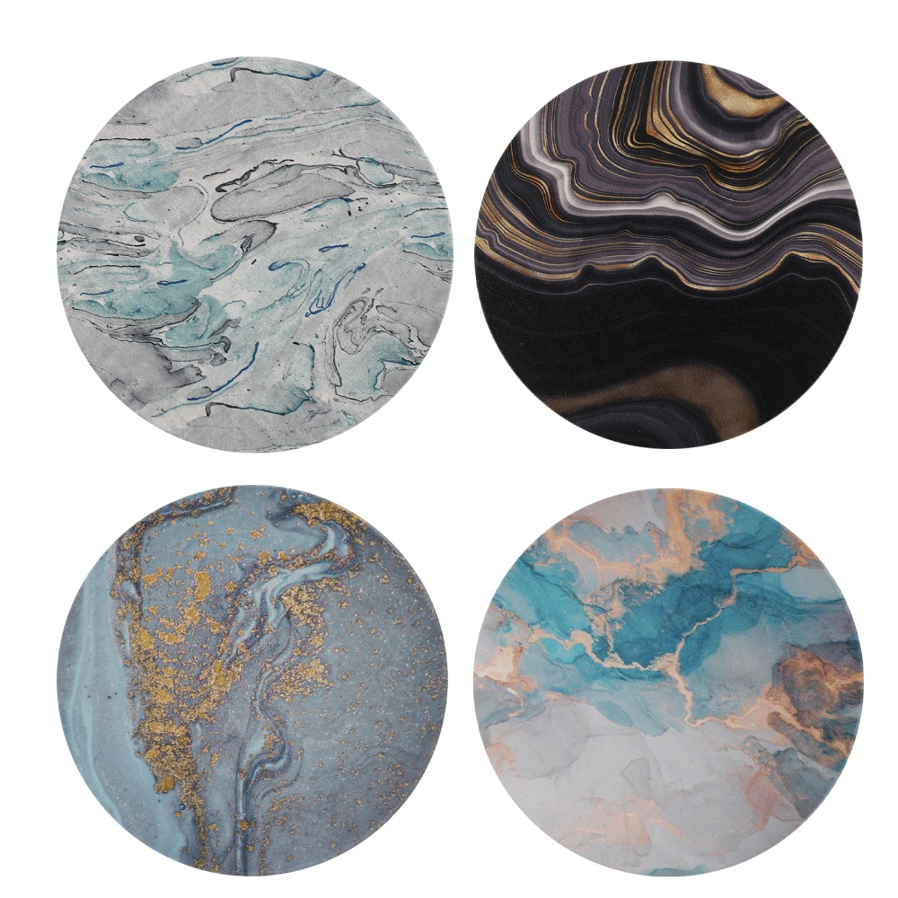 4pcs Desktop Marble Pattern Cup Mats Delicate Ceramic Cup Mats Coaster Decors