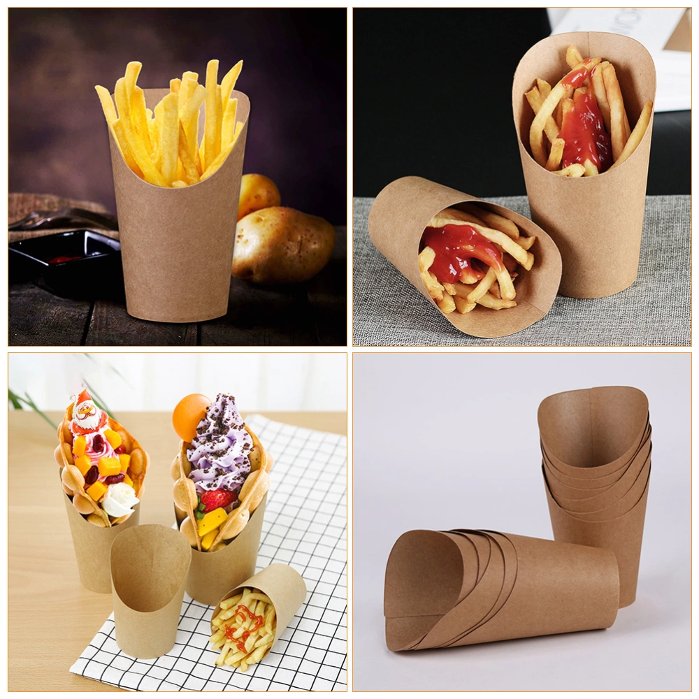 50pcs French Fries Snacks Storage Bags Kraft Paper Bag French Fries Holders