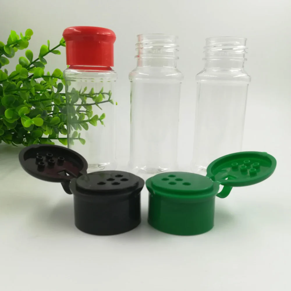 24pcs Plastic Seasoning Bottle Spice Pot Pepper Shakers Salt Jar Condiment Can Cruet for Barbecue Kitchen Green