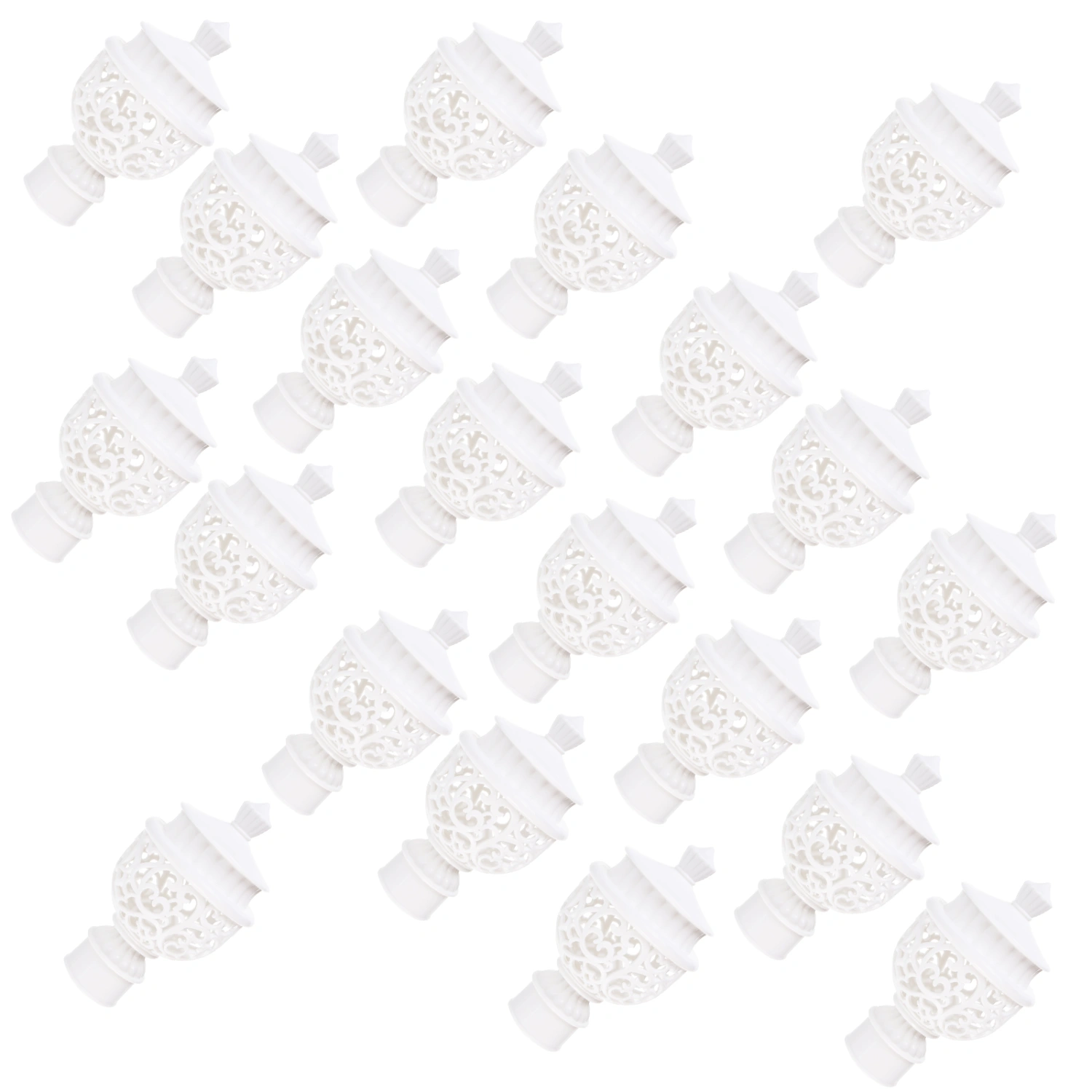 20pcs Curtain Bar Head Plug  Curtain Rod Head Plug Home Curtain Decor (White)