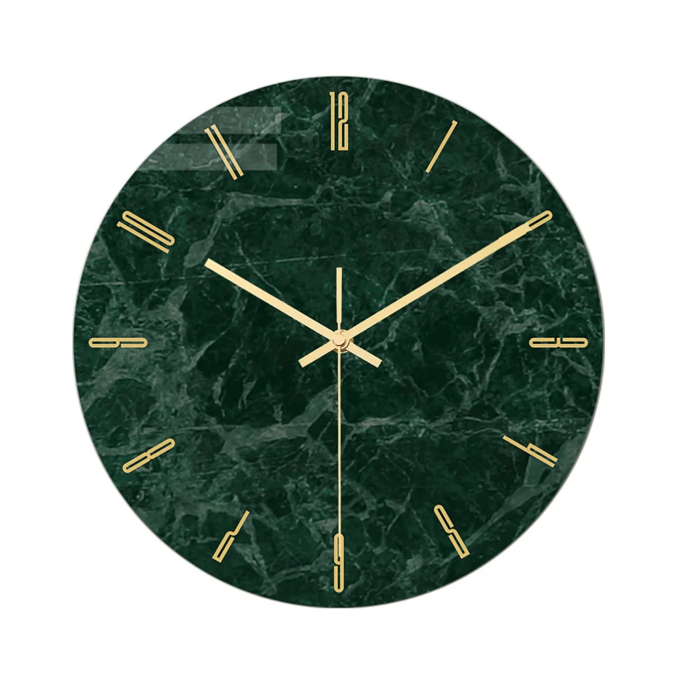 Creative Exquisite Wall Clock Acrylic Luxury Marble Grain Round Clock UV Clock without Battery No.CC003