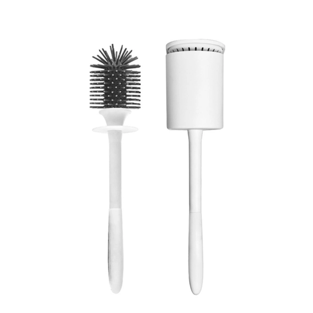 1 Set 41x9.5CM Toilet Brush Wall-mounted Plastic Toilet Cleaner Brush for Bathroom (White)