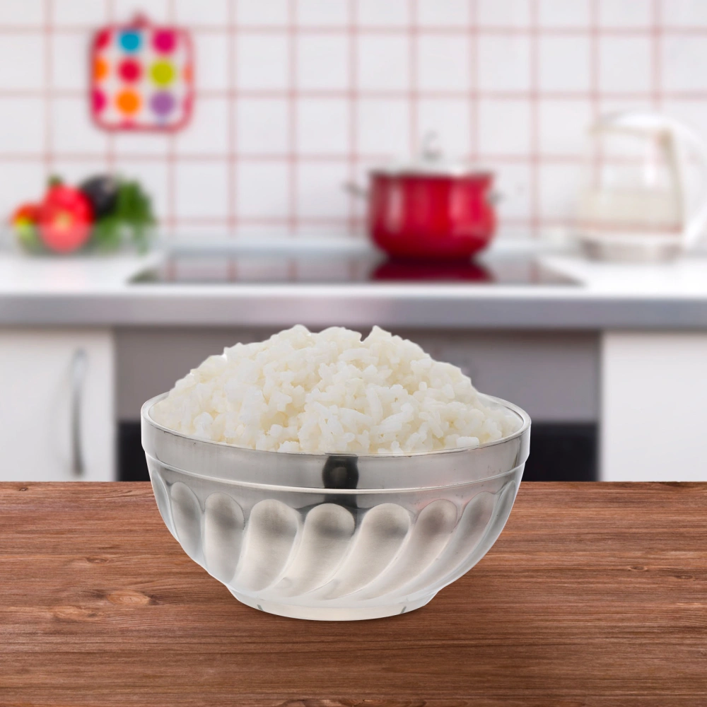 6Pcs Stainless Steel Bowls Heat Insulation Rice Bowls Home Food Serving Bowls