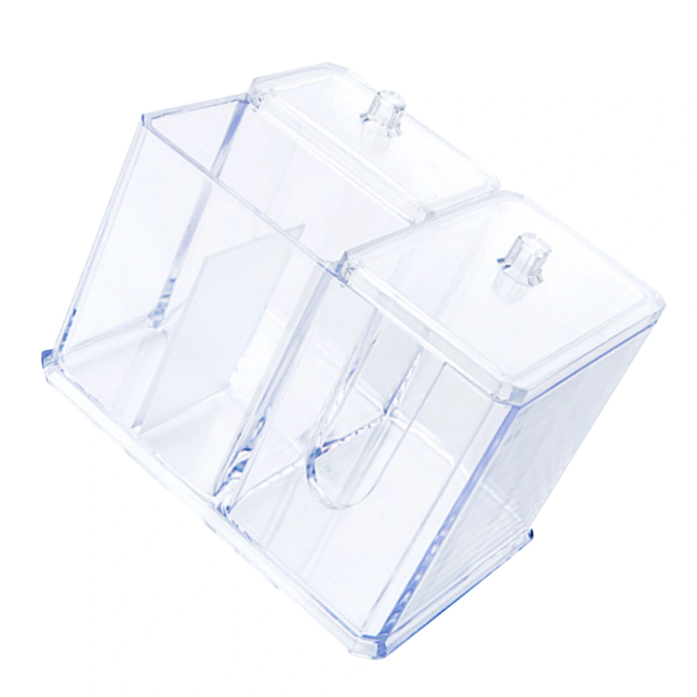 Cosmetic Storage Box Desktop Transparent Plastic Dustproof Cosmetic Cotton Box for Women (Transparent)