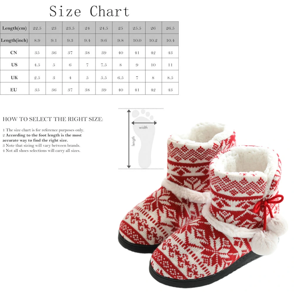 Plus Shoes Boots Stylish Thick Bottom Floor Shoes Cold Protection Warmer Shoes for Home Indoor - Red (S Size, Fit for 35-36 Yard)