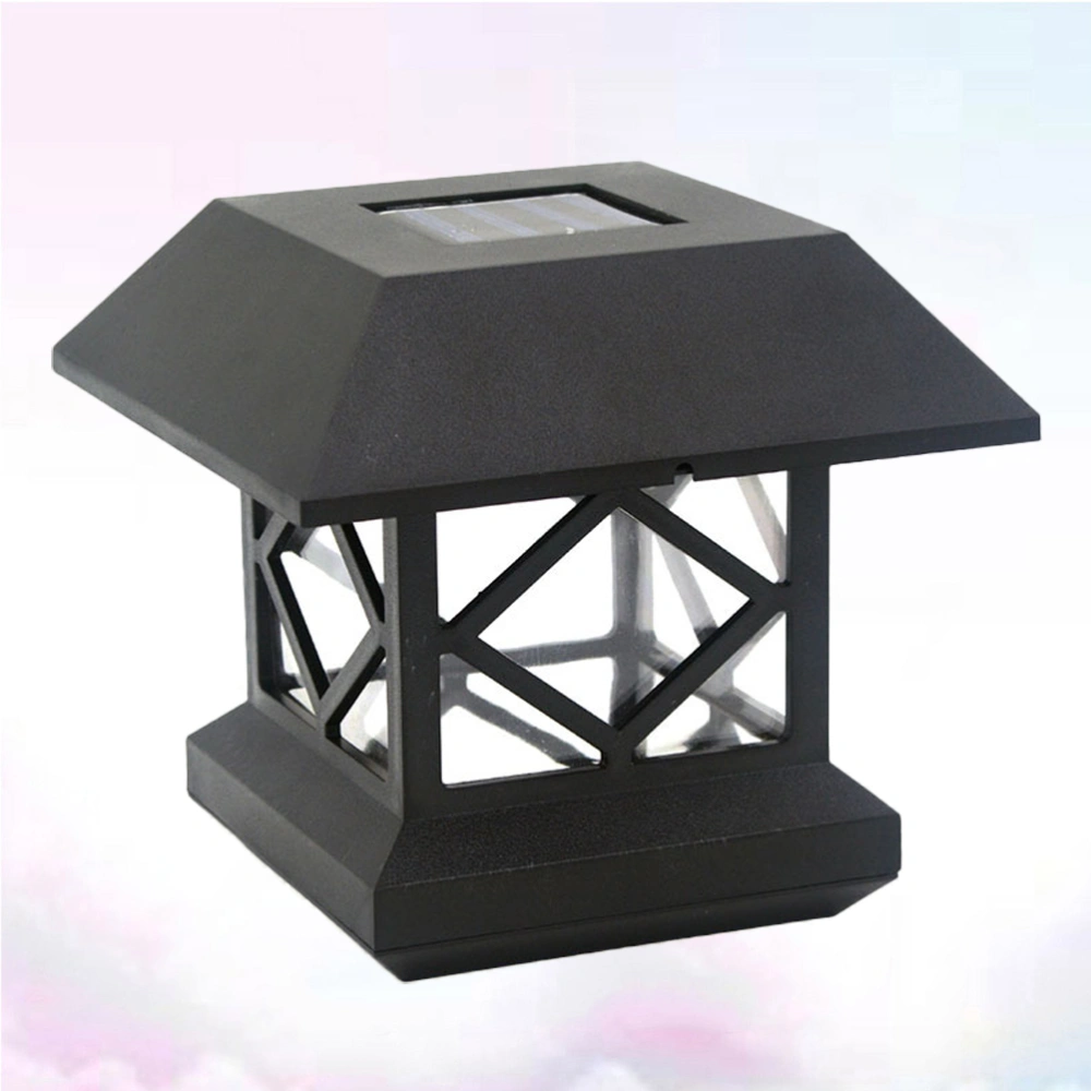 White Light Color Solar Pillar Light Garden Villa Peg Light Garden View Fence Light Coffer Light (Black)