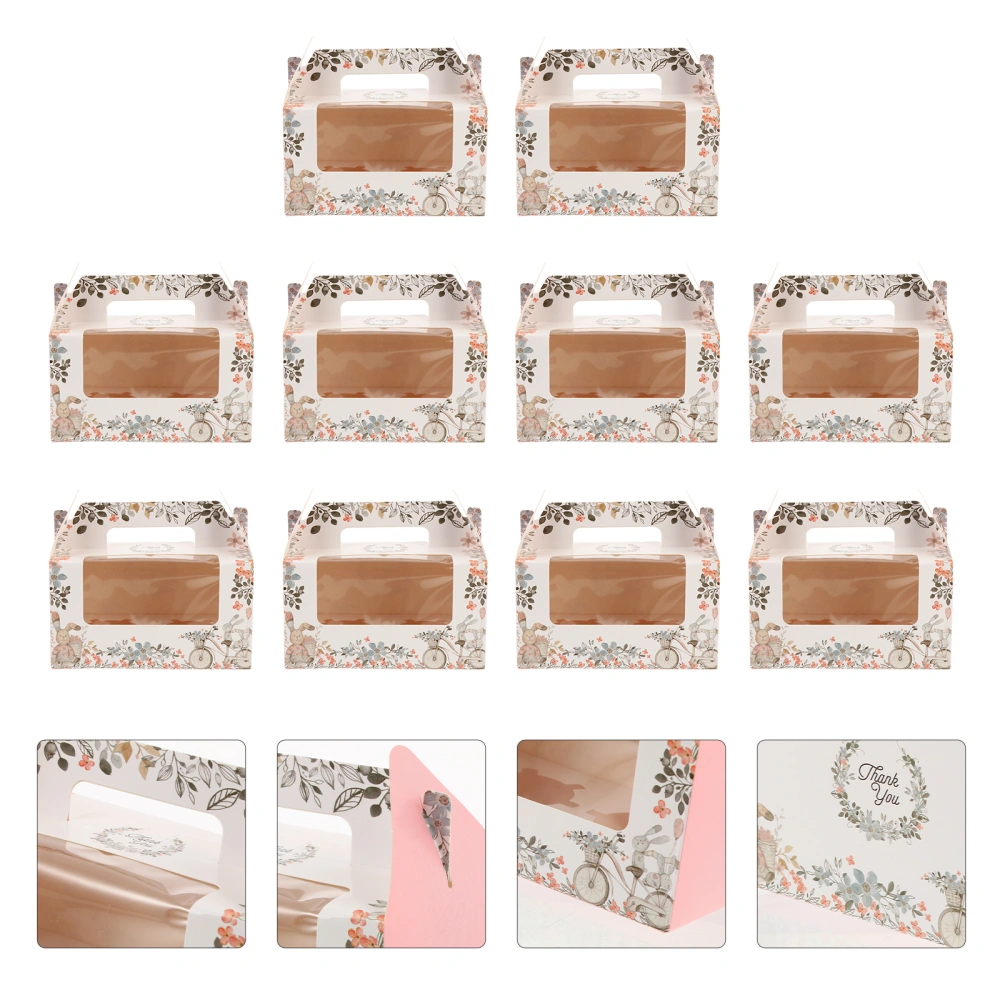 10pcs Transparent Window Cake Muffin Box Fits 2 Cupcake Container Boxes