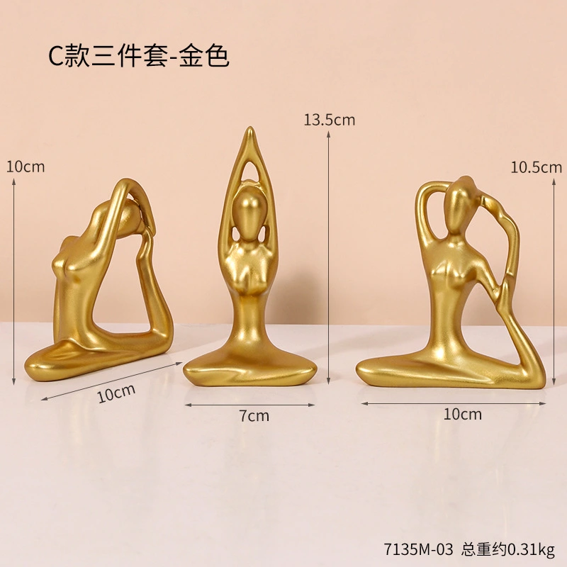 3pcs Yoga Posture Figurine Tabletop Minimalist Yoga Statue Resin Yoga Woman Statue Ornament