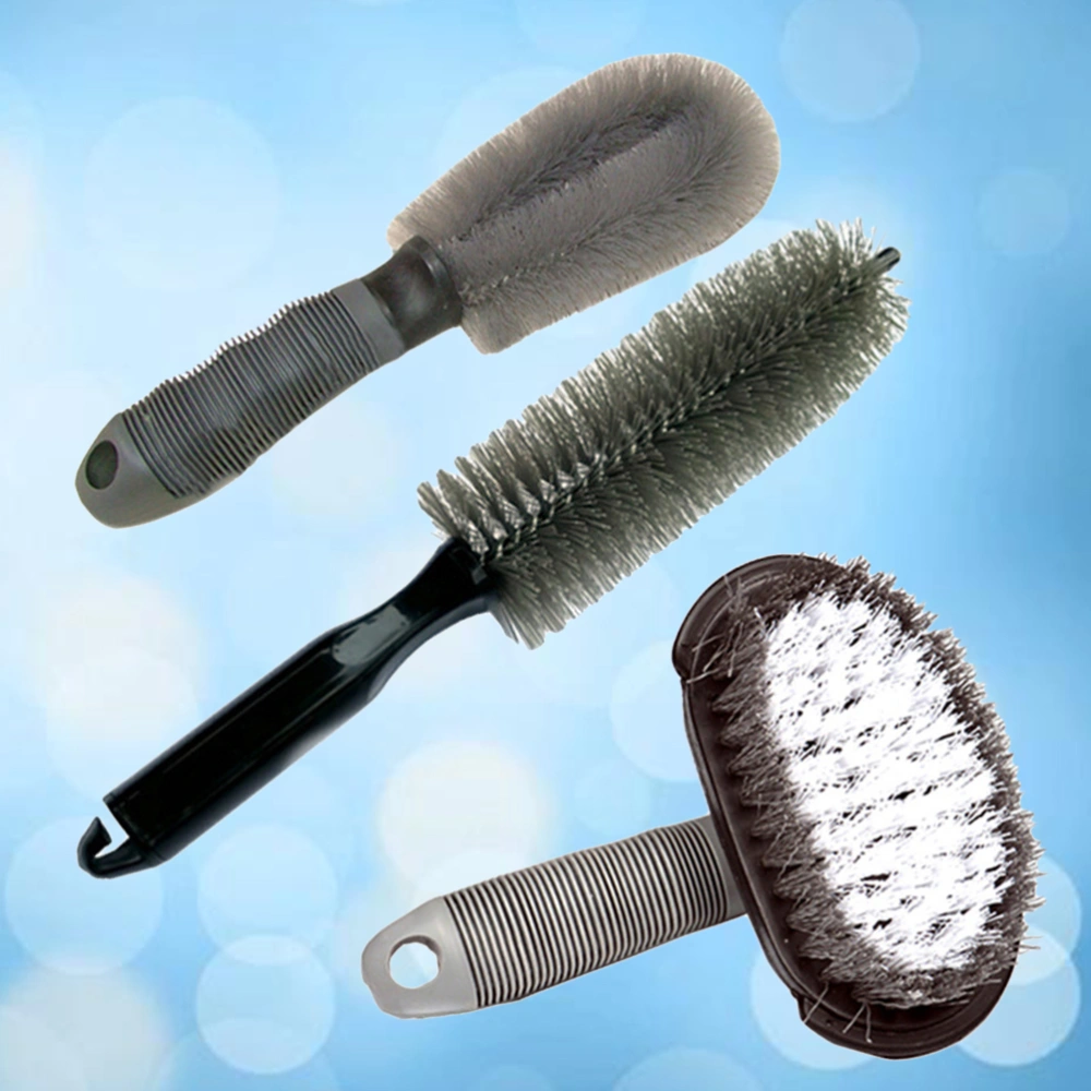 3 in 1 Wheel Brushes Bristle Car Wheel Brush Rim Tire Brush Multipurpose Use for Motorcycles Bicycles