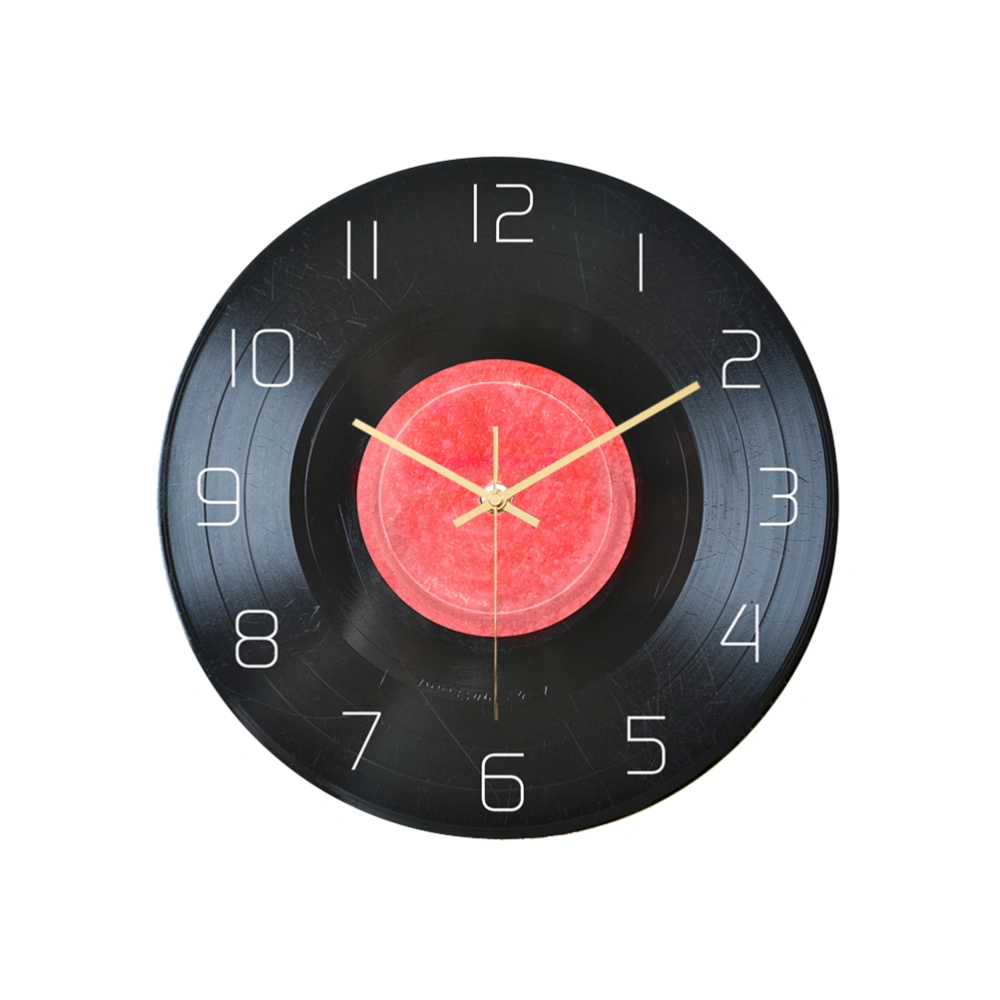 Creative Retro Acrylic Clock Music Disc UV Printed Wall Clock Household Bedroom Hanging Bar Decor without Battery