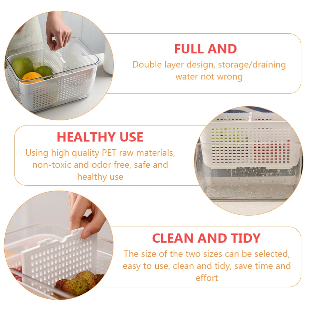 1Pc Large Capacity Double-Layer Storage Box Practical Food Draining Box (White)