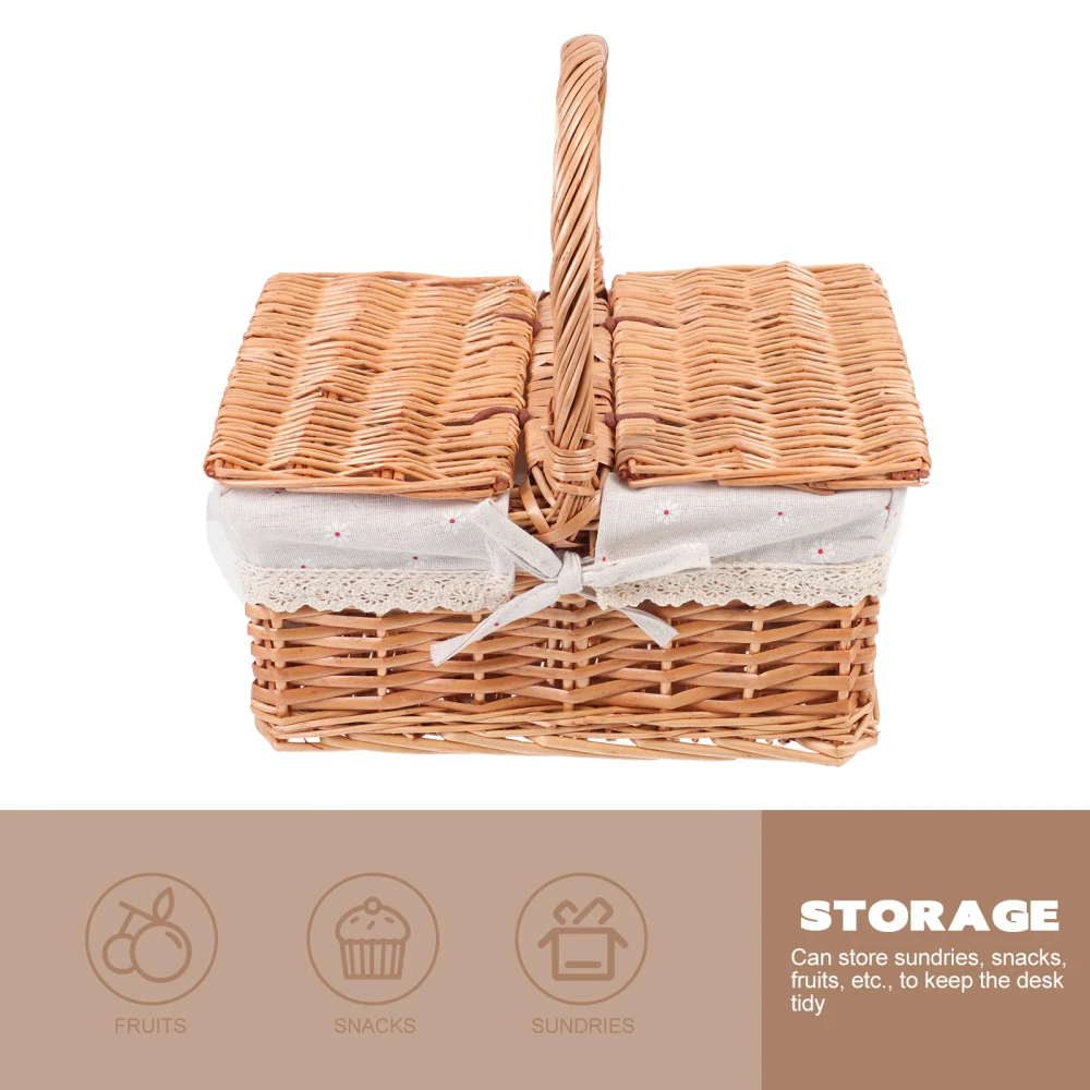 1 PC Portable Storage Basket With Lid for Outdoor Picnic Wedding Decoration