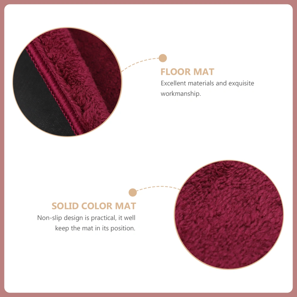 1PC Doormat Solid Color Non-Slip Bath Rug Water Absorbent Mat for Bathroom Entry (Red)