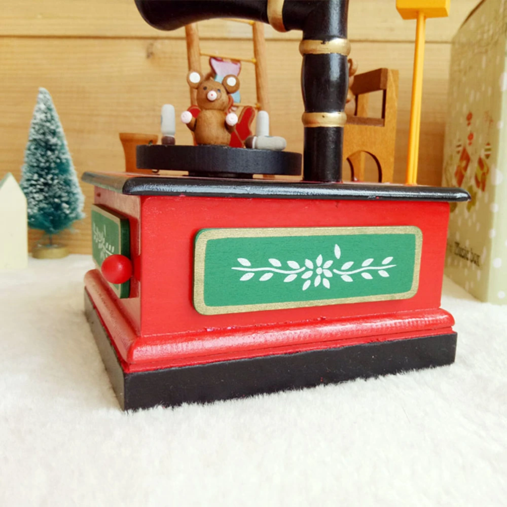 Christmas Music Box Wooden Desktop Miniature Handmade Music Box for Christmas Birthday Valentine's Gift