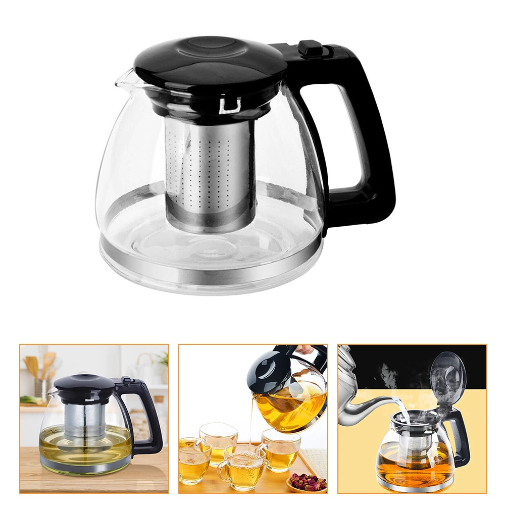 1L Glass Teapot Tea Kettle with Stainless Steel Infuser for Home and Office