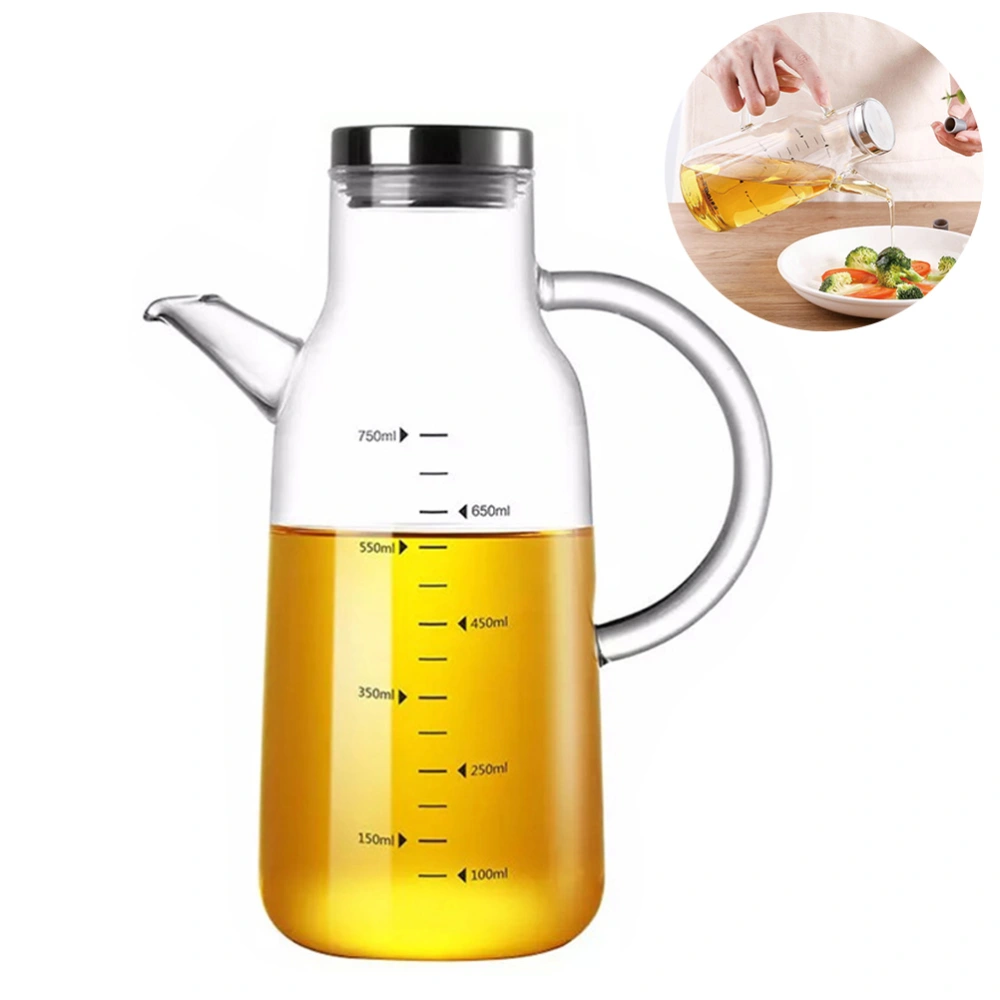 Portable Borosilicate Glass Oil Can Leakage-proof Sauce Jar Sauce Cruet (Stainless Steel Cover x 750ML)