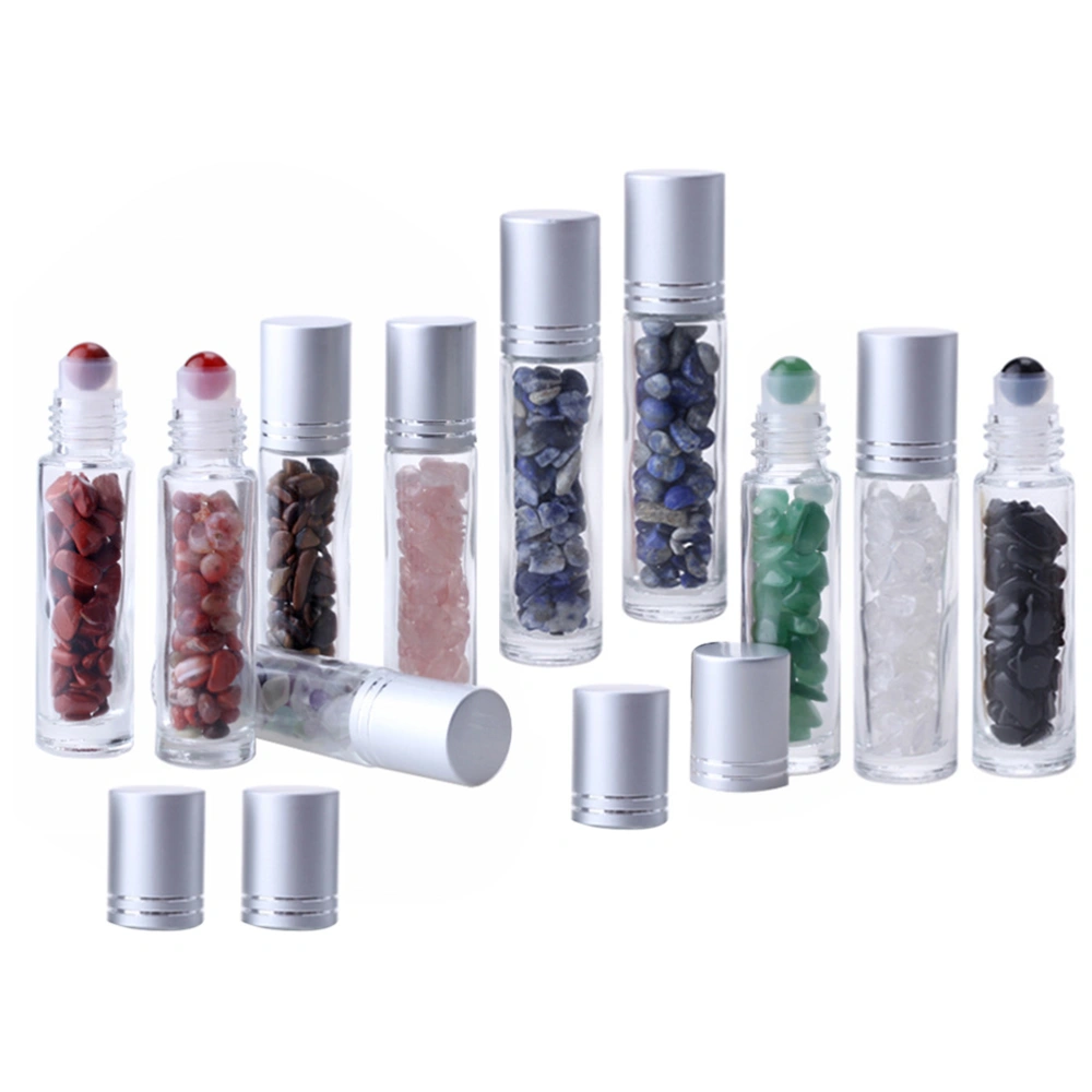 10pcs Natural Semiprecious Stones Essential Oil Gemstone Roller Ball Bottles