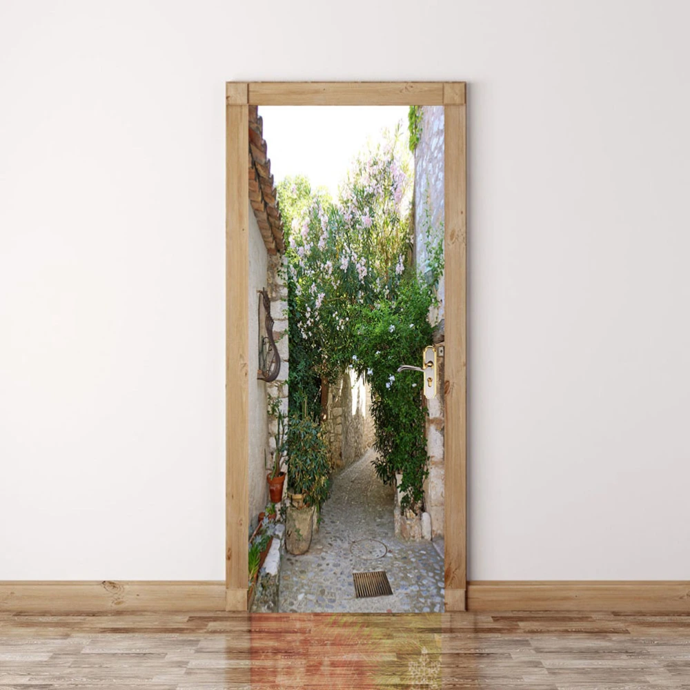 3D Garden Path Door Sticker Self Adhesive Removable Door Wall Mural Wallpaper for Home Decoration