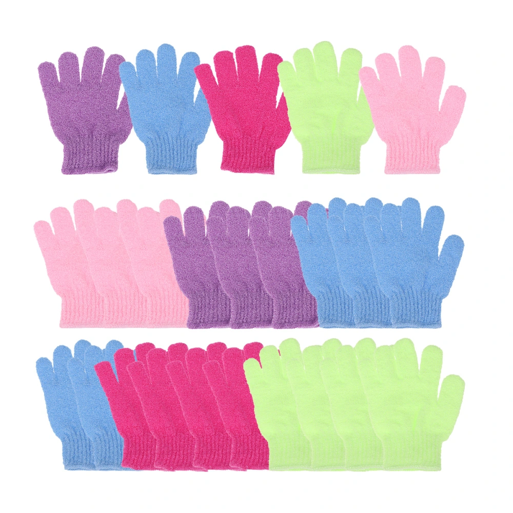 30Pcs Five Finger Shower Gloves Durable Bathing Scrubbers Body Exfoliator Back Massager for Adults Students Random Color