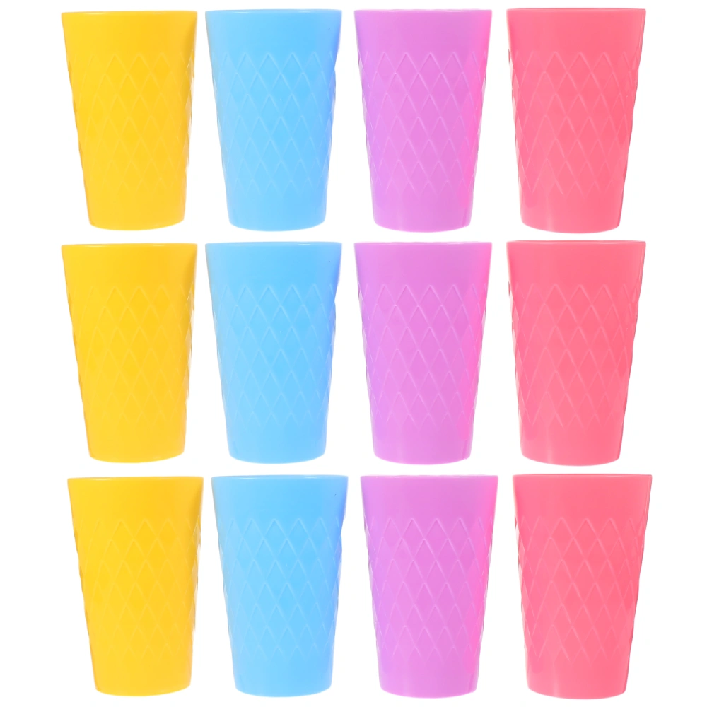 12pcs Plastic Rainbow Color Drink Cups Beverage Cups Water Mugs (Assorted Color)