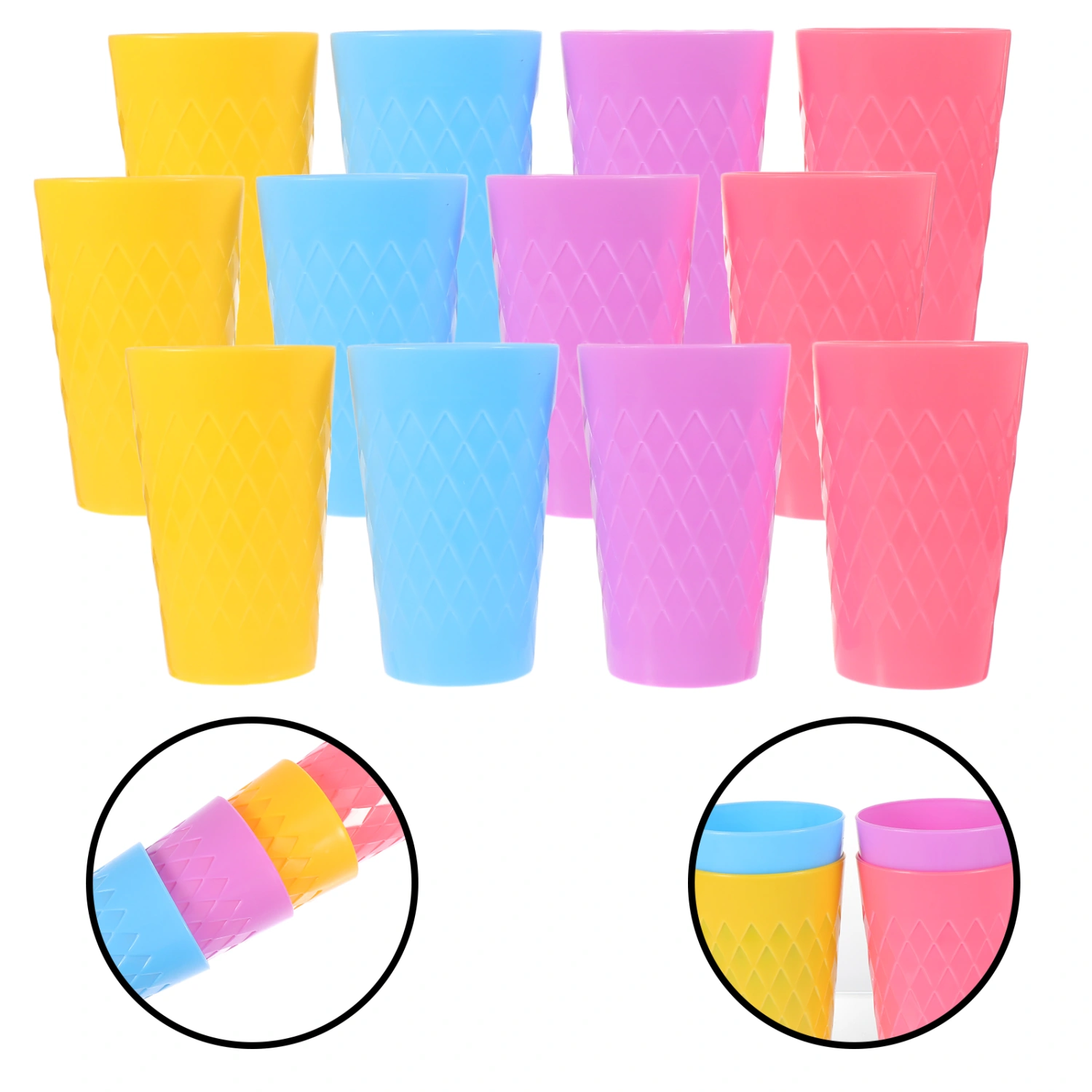 12pcs Plastic Rainbow Color Drink Cups Beverage Cups Water Mugs (Assorted Color)