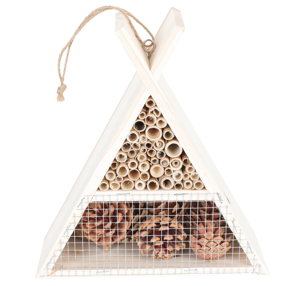 1PC Wooden Bee House Natural Bee Nesting House Home Hanging Bee Box House