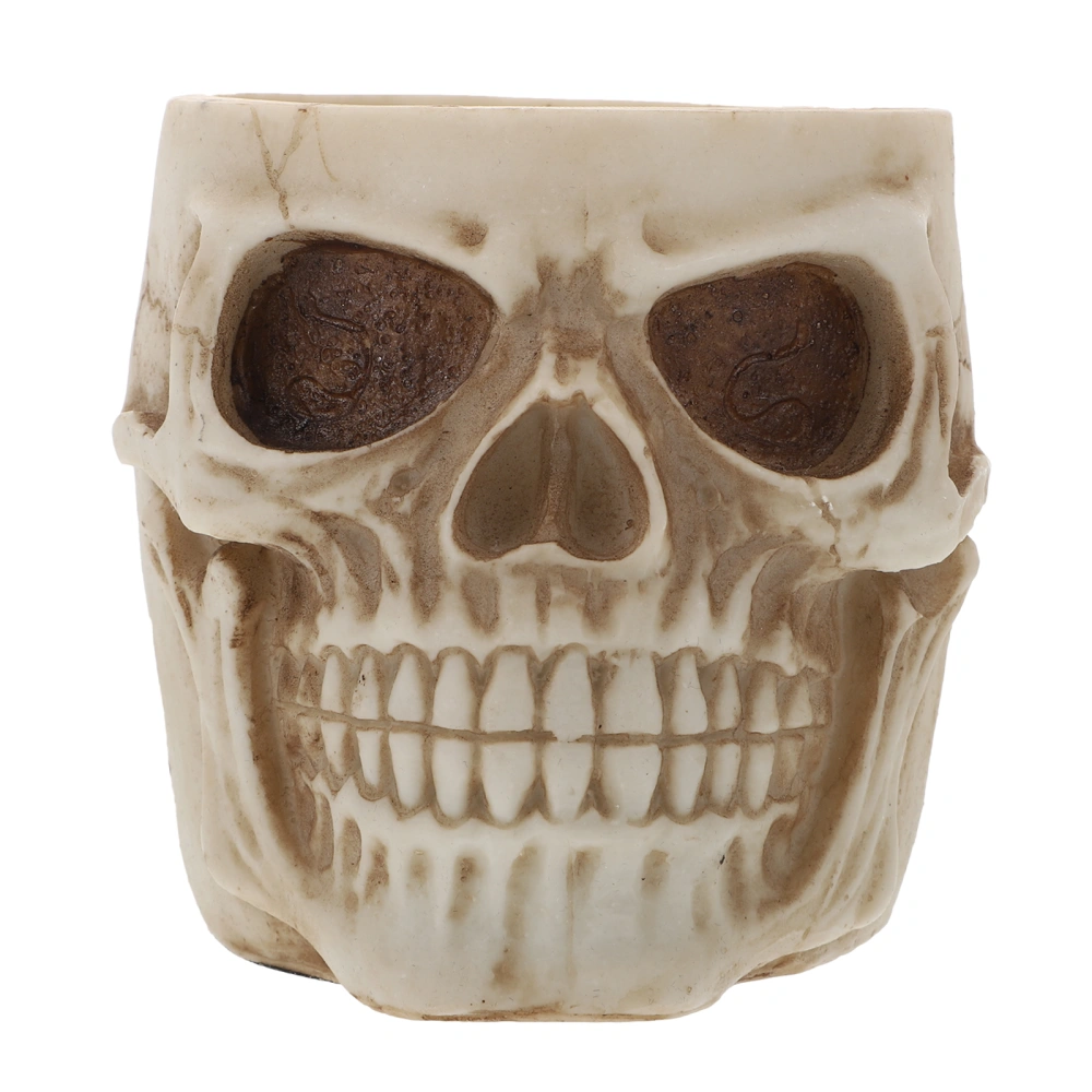 1pc Creative Skull Shape Pen Holder Three-Dimensional Creepy Resin Crafts