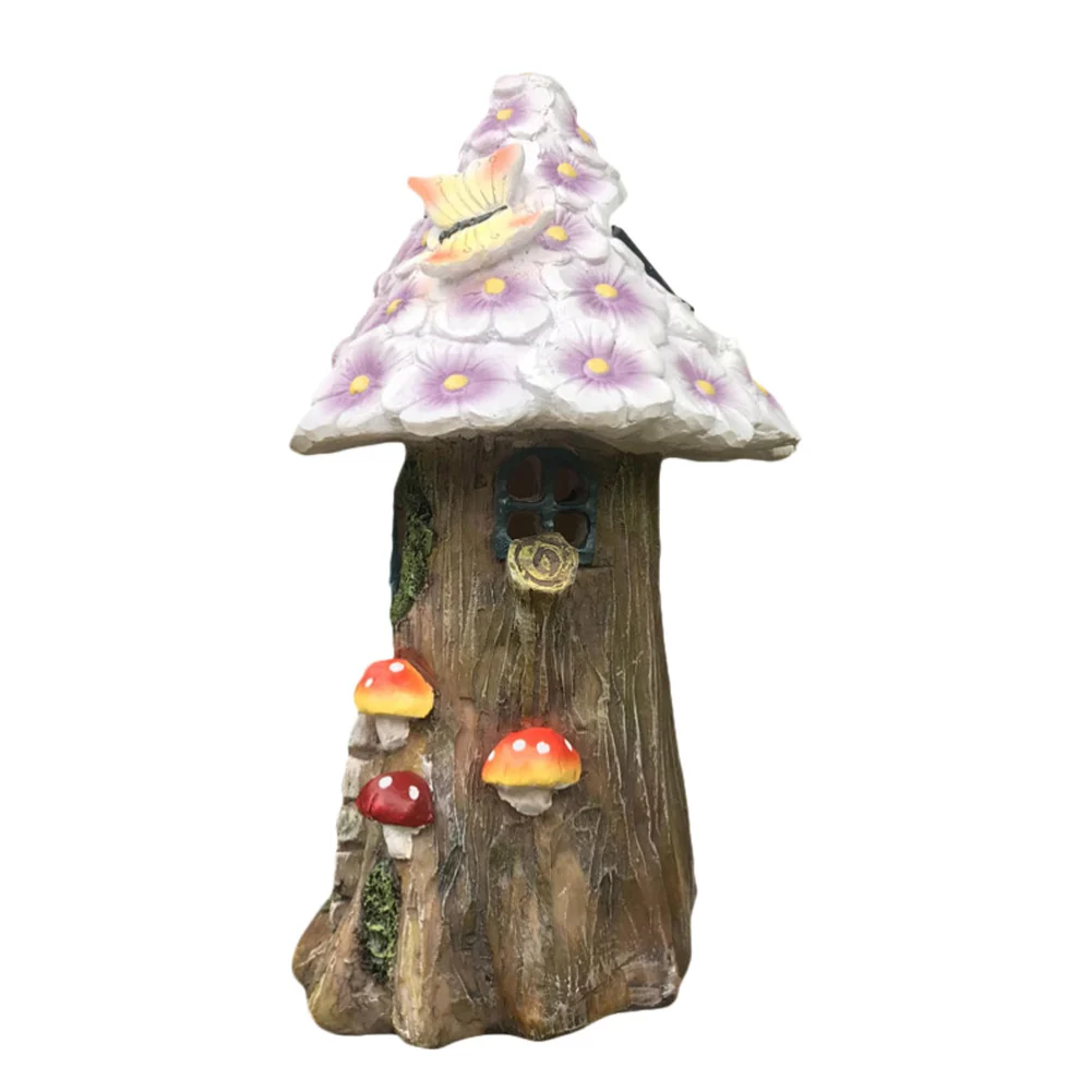 Solar-powered Mushroom House Lamp Adornment Garden Light Ornament Outdoor Lamp